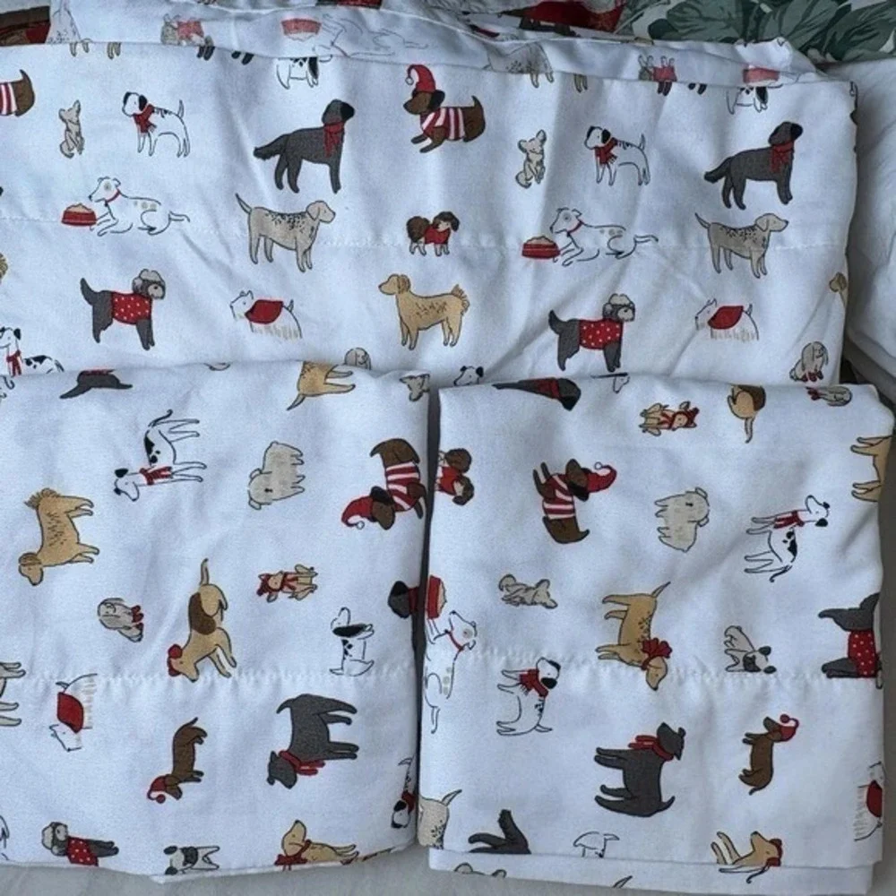 Cuddl Duds Sheets Queen Set Dogs Flat And Fitted Microfiber Extra Soft Holiday